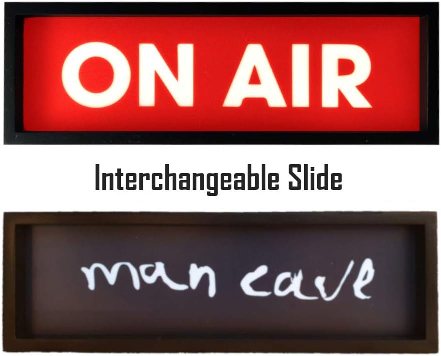 On Air/Man Cave- Rectangular Black Light Box with Battery (or USB) Powered LED Strip