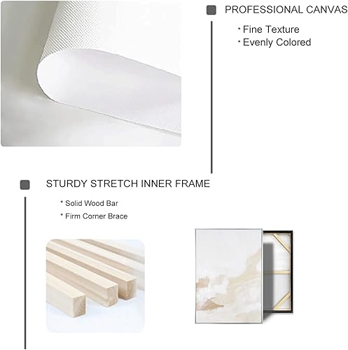 Miniatura 7 de Juego de arte abstracto neutro enmarcado para pared, ilustraciones abstractas en tonos pastel, marrón y blanco, arte moderno para pared, decorativo,