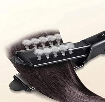 Amazon.com: Plancha de pelo de cerámica turmalina iónica de hierro plano  con vapor para mujer, estilo rápido, uso en húmedo y seco, 15 segundos de  calor rápido, temperatura de 4 grados, panel