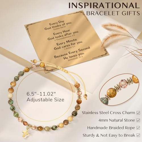Christian Inspirational Bracelet Gifts for Women: Religious Cross Beads Bracelet Baptism Christmas Day Gifts for Godmother Mom Daughter Sister Friend3