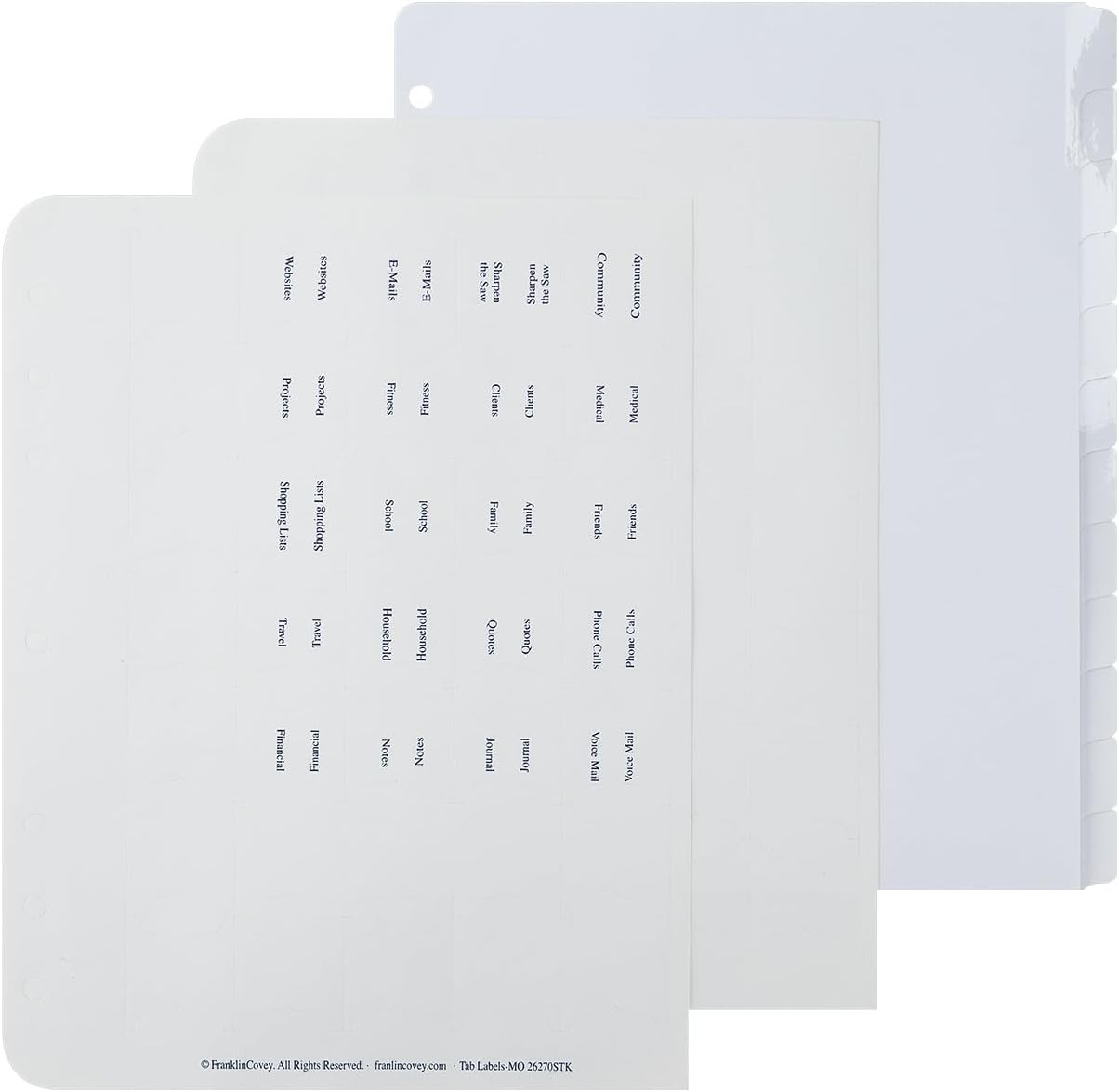 FranklinCovey - Custom Tabs for Ring-Bound FranklinCovey Planners | Personalize Your Tabbing System (Monarch, 12 Tabs)