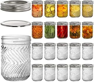 WUWEOT 20 Pack Mason Jars, 240 ML Canning Jars Jelly Jars with Regular Lids Glass Jar Food Containers, Ideal for Jams, Honey, Wedding Favors, Shower Favors