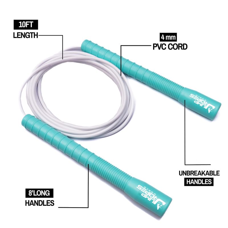 Image of World, Long Handle 4MM | Freestyle Adjustable PVC Skipping Rope for Men | Tangle-Free, Fast-Spinning Jump Rope for Beginners and Trick Training (Mint)