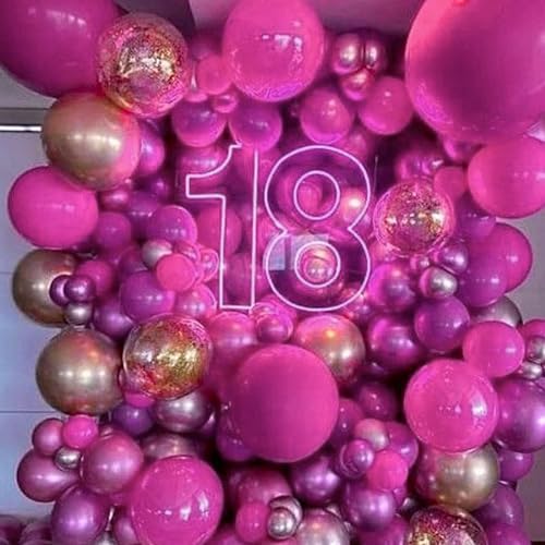 Image of PartyWoo Hot Pink Balloons 50 pcs 12 Inch Pearl Magenta Fuchsia Dark Pink Latex Helium Balloons for Valentine's Day Baby Shower Bachelorette Bridal Shower Birthday Party Decorations Pink-Z308