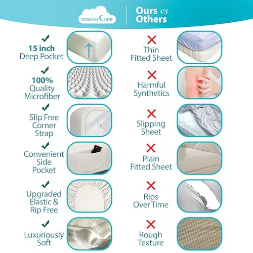 Image of DREAMCARE Queen Sheets - 6 pcs Breathable Cooling Sheets Queen - up to 15 inch | Deep Pocket Queen Sheets Set with Side Pockets - Extra Soft - Queen Sheet Set - Hotel Luxury Queen Bed Sheets - Ivory