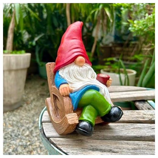 Drinking Coffee Faceless Garden Gnome Statue Decoration 7.1" Figurine Ornament for Indoor Outdoor Home Patio Yard Lawn