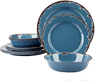 Melamine Camping Dinnerware Set - Yinshine 12 PCS Dinner Dishes Set Service