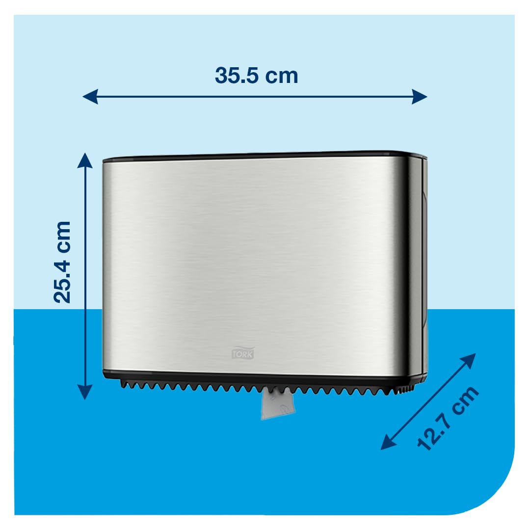 Tork Dispensador de Papel Higiénico Mini Jumbo Acero Inoxidable T2, Línea Image, 460006