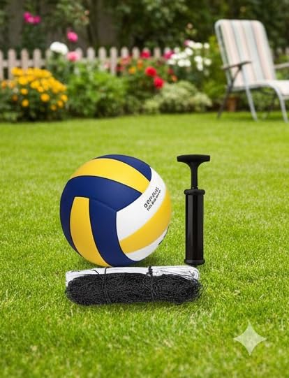 Image of Playzoo Volleyball, Match Ball, 12 Panels, Genuine Leather Pasted, Butyl Threadwounded Bladder, As Per VFI Standard, to Play on All Indoor & Outdoor Surfaces (Size - 4) (Design3)