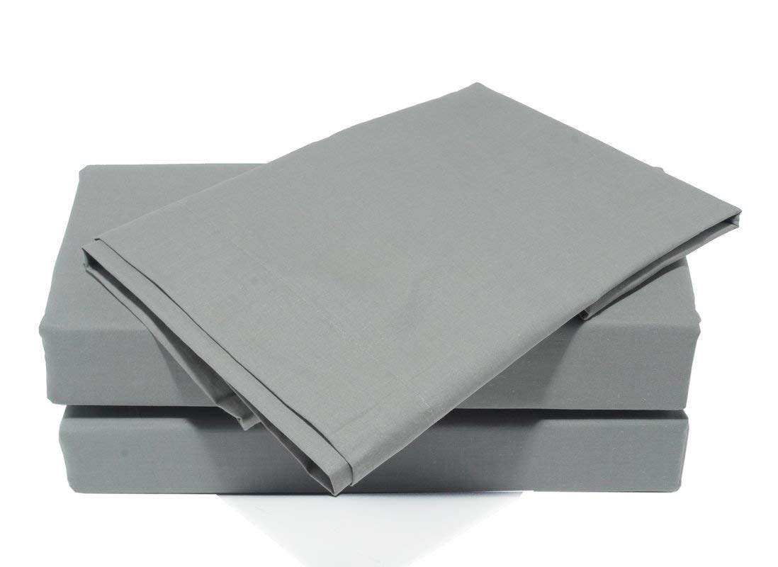 RohiBedding Fitted Sheet & Pillowcase Set – 16”/40cm Deep Pocket Percale Polycotton Bed Sheets Double, Breathable, Extra Soft and Comfortable - Double, Grey