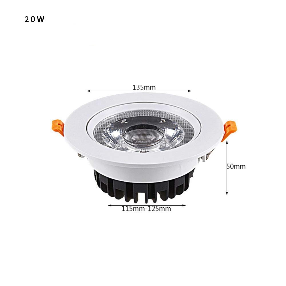 Foco De Techo Led COB Empotrable De 10W/15W/20W, Downlight Empotrable Ajustable, Estilo Moderno Europeo, Luminaria De Montaje Empotrado para Tiendas De Ropa, Porches, Pas,6000k-20W