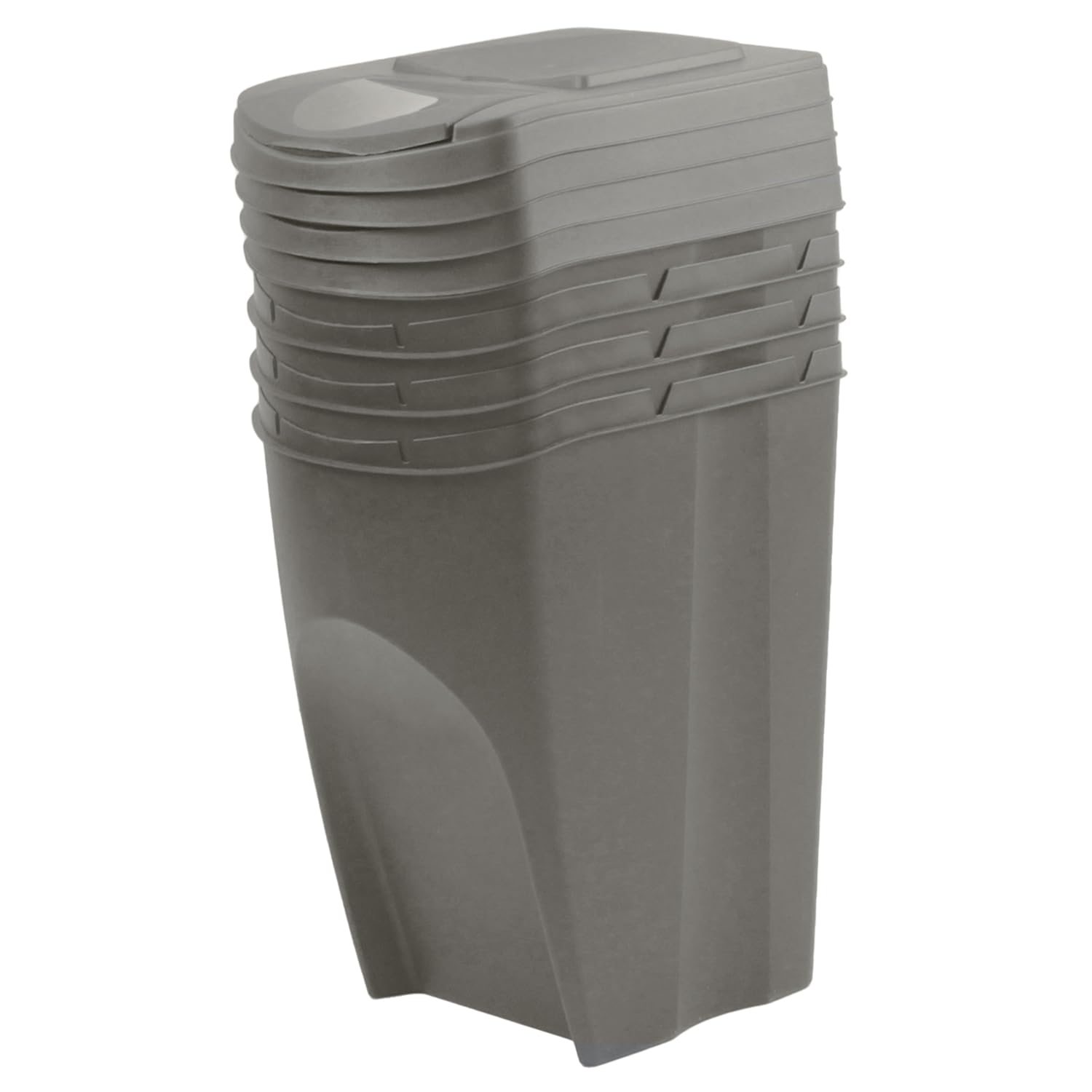 IMJ-Global Set mit 4 Mülleimern Sortibox | grau | stapelbar | Mülltrennung | Recycling | aus Kunststoff | 140 Liter (4 x 35 l) | für Innenräume