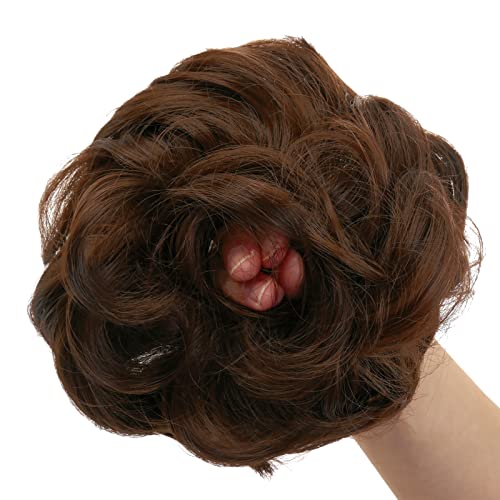 JJstar Messy Hair Bun Curly Wavy Hair Scrunchies Accessories Pieces for Women Girls Synthetic Chignons (Medium Brown) - Image 4
