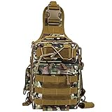 LUXHMOX Fishing-Backpack for Outdoor Gear Storage Tackle-Bag 5.25x12x9 Waterproof Sling Bag (CP...