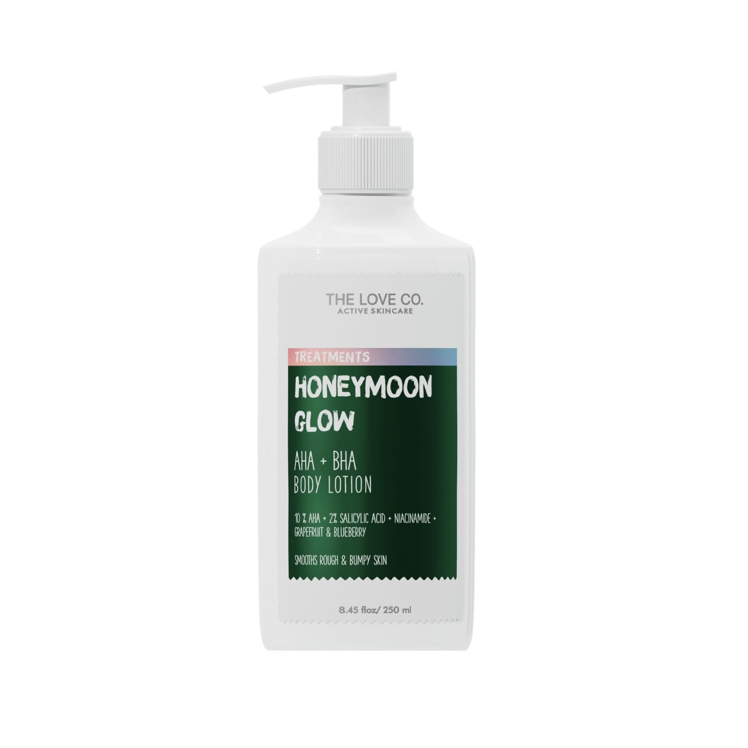 THE LOVE CO 10% AHA + 2% BHA Body Lotion - Nourishing Formula for Dry Skin - Women & Men - Enhanced with Niacinamide, Shea Butter, Vitamin E - 250ml