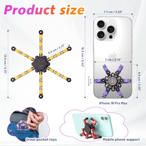 Transformable Fidget Spinners Toys 4 Pcs for Kids and Adults Stress Relief Sensory Toys for Boys and Girls Fingertip Gyros for Party Favors Chrismas Stocking Stuffers Bulk for Teens - Image 4