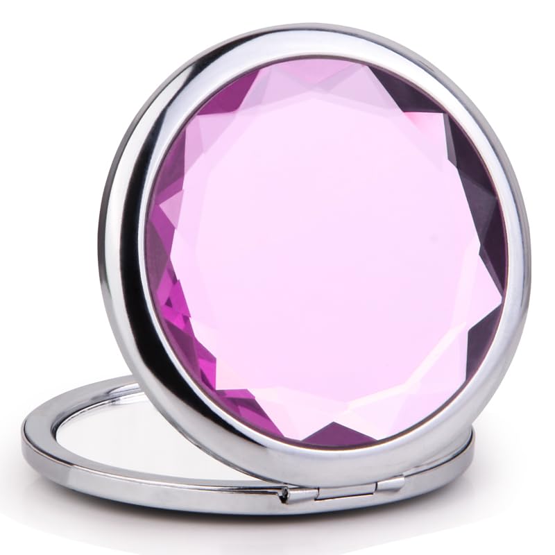 MAJESTIQUE Metal Crystal Edge Mini Beauty Pocket Tabletop Mirror Makeup Portable Compact Round Folding Mirror With Magnification Double Sided Travel Makeup For Women And Girls (Color May Vary)-image-34
