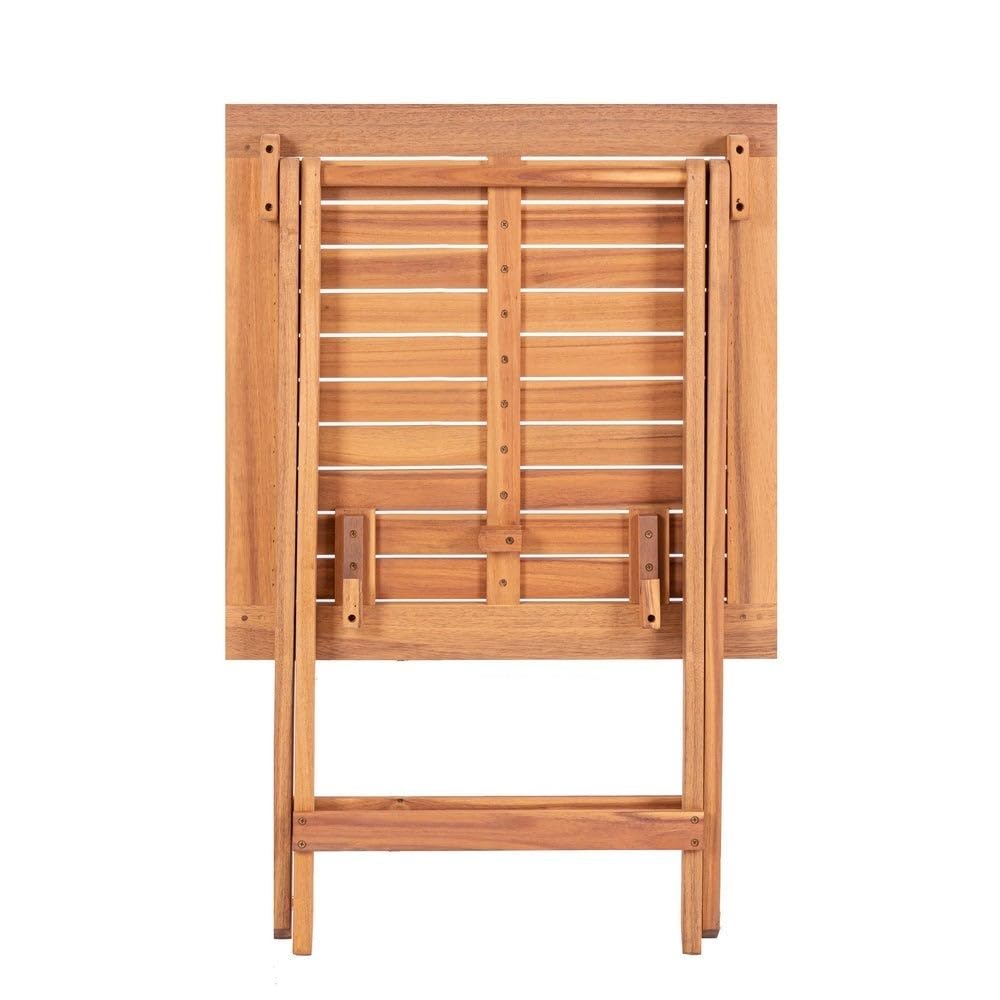 LOLAhome Mesa de jardín Resistente y Plegable Cuadrada de 60x60x72 cm, para 2-4 Personas | De Madera natual sostenible de Acacia con FSC | para Exterior, jardín, terraza, balcón o Piscina | Kate