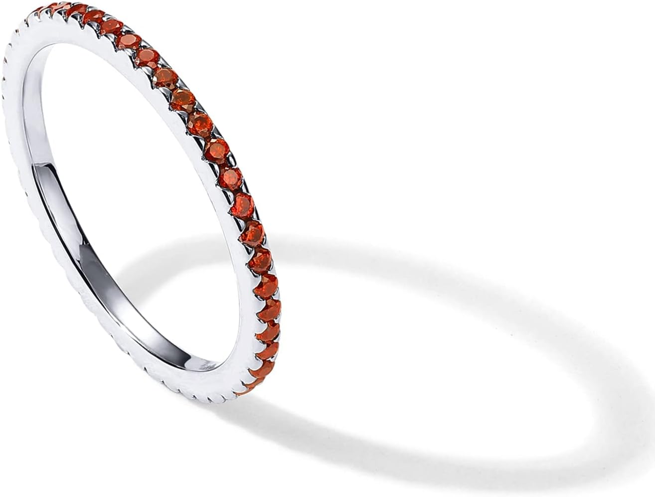 14K Gold Plated Sterling Silver Colored CZ Stones Stackable Ring | Simulated Diamond Eternity Bands for Women