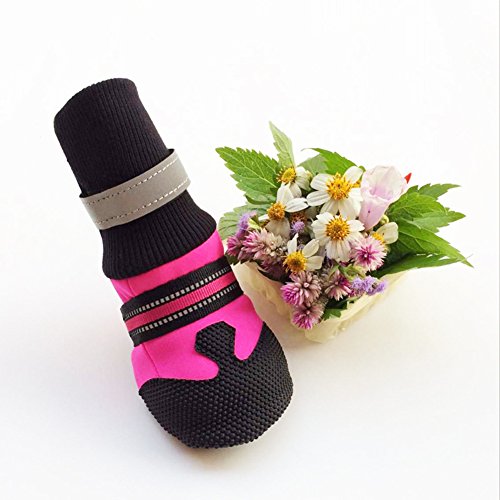 Mggsndi 4 Pcs Waterproof And Durable Winter Autumn Neoprene Soft Pet Socks Shoes Anti-Slip Protective Dog Boots Green L #TOP3