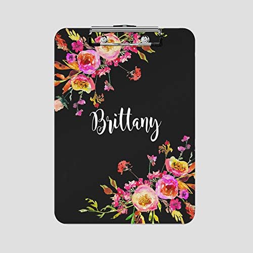 The Navy Knot Personalized & Colorful Clip Board - Best School & Office Supplies, Wedding Planner Tools, Nursing Clipboard, Small Business Supplies - Use as Paper Organizer (Black Floral Drop)