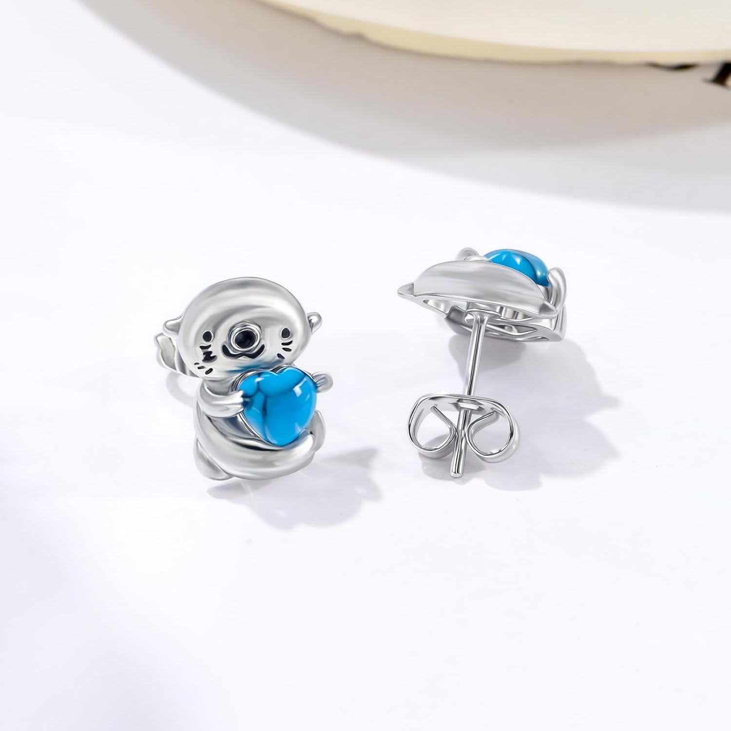 Hypoallergenic Otter Earrings for Women 925 Sterling Silver Sea Otter Studs Earrings Otter Jewelry Birthday Gifts for Women Mother Wife Girlfriend - Image 2