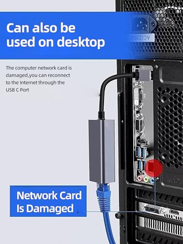 Adaptador de red LAN Ethernet tipo C compatible con MacBook Pro y puertos RJ45 6