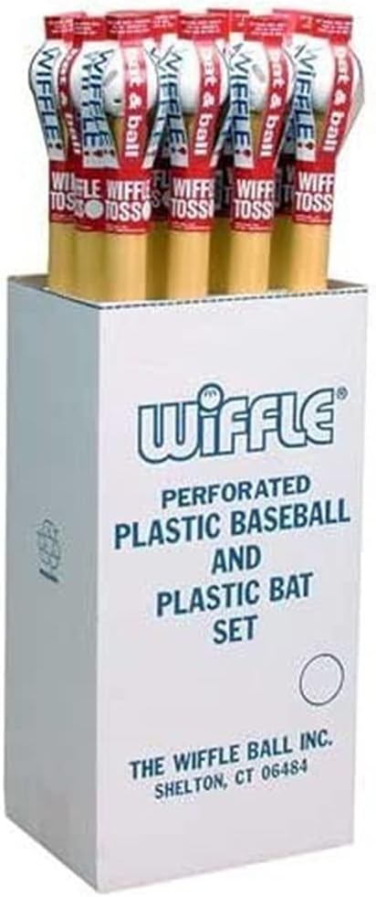 Wiffle® Baseball and Bat Set (1 Dozen) – Floor Display Case Includes 12 Sets of 32" Yellow Bats & 9" Perforated Baseballs – American Made Since 1953 – Safe Outdoor Fun for All Ages