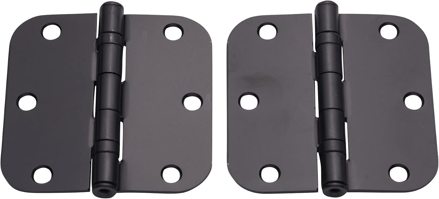 Hinge Outlet 3.5 Inch with 5/8 Inch Radius Ball Bearing Door Hinges, Heavy-Duty Steel, Removable Pin (Black, 2 Pack)
