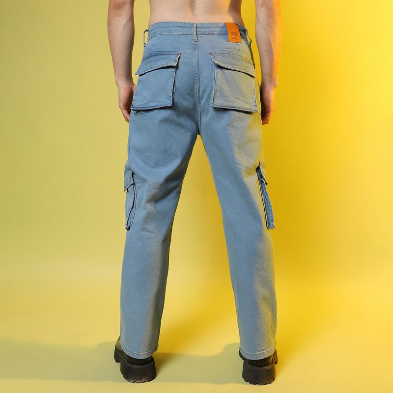 Image of CAHOOT Men's Denim Jeans Wear | Light-Wash | Button Closure | Regular Fit | Denim Jeans Crafted with Comfort Fit for Everyday Wear