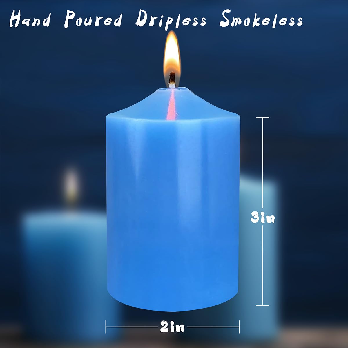 2x3 candele colate a colonna blu a mano