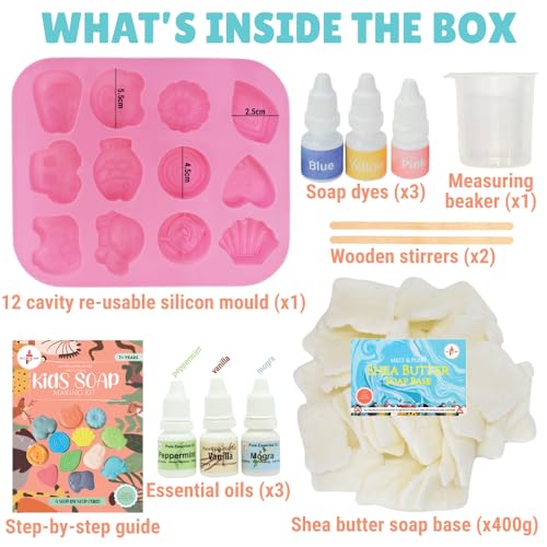 Image of Kalakaram Kids Soap Making Kit - DIY Craft & Activity Set for Kids (Ages 6-12) with Molds, Colors, and Educational Fun - Creative Birthday Gift for Boys & Girls
