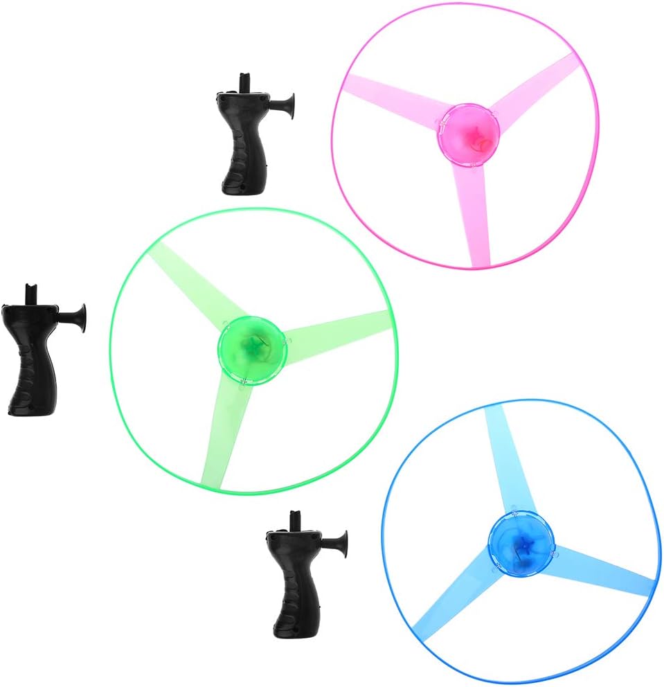 LED Flashing Pull String Flying Saucer Propeller Toy Disc Helicopter