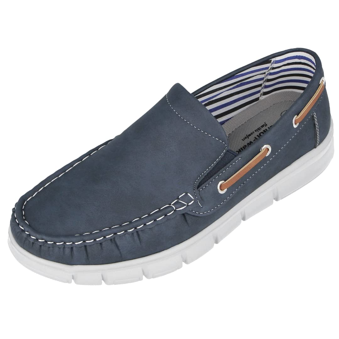 Cushion Walk Mens Faux Leather Slip on Classic Boat Deck Casual Loafers Shoes Size 7-11 (UK