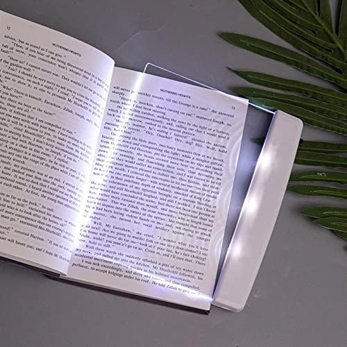 Juesi Flat Book Light for Reading in Bed at Night Clear LED Book Full Page Light Illuminator Panel Plate Lamp Board Wireless (White)