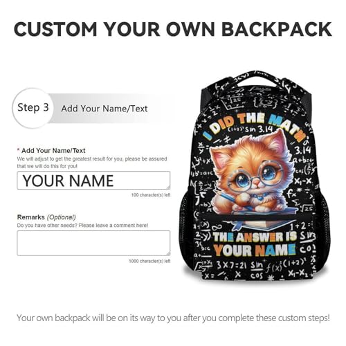 Custom Toddler Cat Backpack for Kids - 17 Inch Large Capacity Cute Math Backpacks - Toddler School Bookbag for Boys3