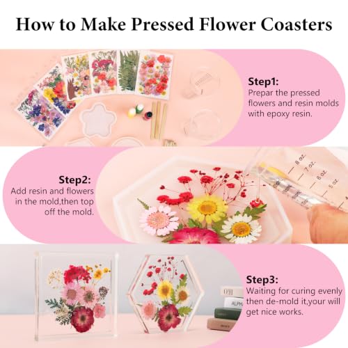 Image of NESCCI 210 Pcs Dried Pressed Flowers for Resin,Real Nature Dried Flowers for Crafts Bulk Dry Flowers Leaves Kit Used for Resin Molds Scrapbooking DIY Art Crafts Candle Soap Making Nails Decor