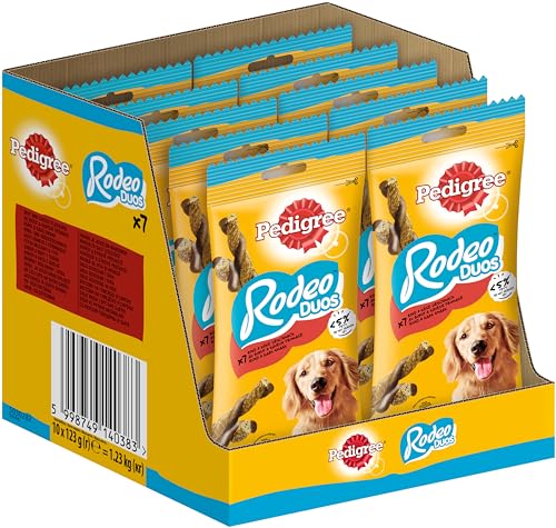 Pedigree Rodeo Snacks - Rind & Käse Leckerli für Hunde, 125g (70 Stück) mit Omega 3 zur Unterstützung des Wohlbefindens