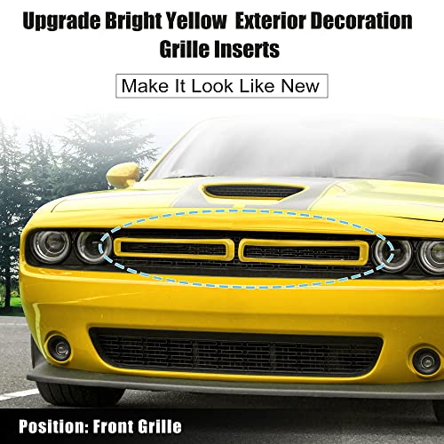 Image of X AUTOHAUX Front Grill Mesh Grille Inserts Trim for Dodge Challenger 2015-2022 Exterior Grill Decoration Inserts Guards Sticker Accessories Yellow