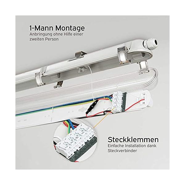 LED Feuchtraumleuchte Wannenleuchte T8 Röhre 840 Neutralweiß 4000K IP65 – Bild 5