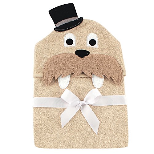 Image of Hudson Baby Unisex Baby Cotton Animal Face Hooded Towel, Classy Walrus, One Size