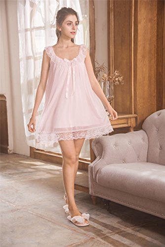 Women's Lace Vintage Victorian Nightgown Ladies Sleeveless Sleep Dress3