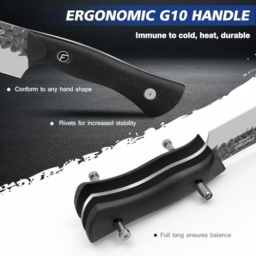 Image of FINTISO Chef Knife 7 inch Kitchen Knife Japanese Style Boning Knife for Meat Cutting Sharp Viking Knife with Full Tang G10 Handle Butcher Knife for Home, Camping, BBQ