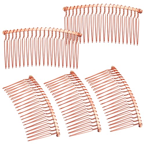 5 Pieces Hair Clip Combs Metal Wire Hair Combs Wire Twist Bridal Wedding Veil Combs (Rose Gold,20 Teeth) #TOP19