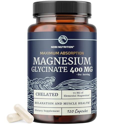 Magnesium Glycinate 400mg | High Absorption Formula for Sleep, Calm, Muscle Relaxation, Heart, Bone & Nerve Support for Women & Men | Chelated Magnesium Glycinate Supplement | 120 Ct (2 Month Supply)