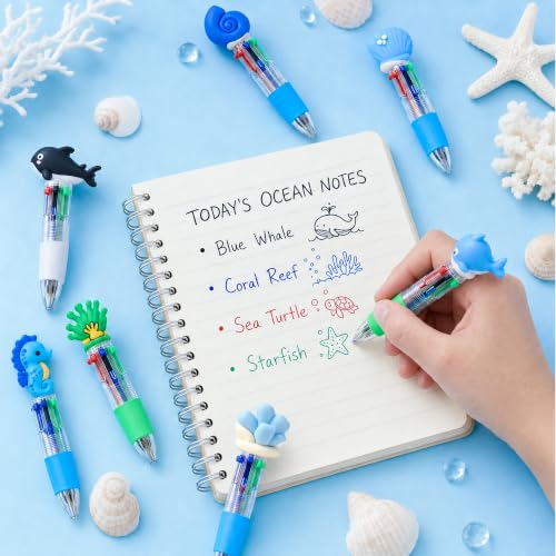 Image of CZWZ 30Pcs Mini Multicolor Pens in One 4-in-1 Cute Pens Bulk for Kids, Ballpoint Pen for Birthdays and Parties, Fun Gifts Assorted Ink Kawaii Pen(Ocean Animals)