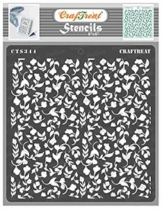 Foliage Stencil for Painting on Canvas - Foliage2 - Size: 6X6 Inches - Reusable Leaf Stencil for Craft and Art for Adults - Fern Stencil for Fabric Painting - Leaf Design Stencils for Wood