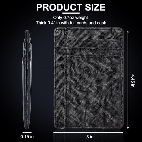 Hoewina Wallet for Men, Credit Card Holder, Slim Minimalist Wallet, Front Pocket RFID Blocking Leather Thin Wallet for Men and Women(Cross Black)3