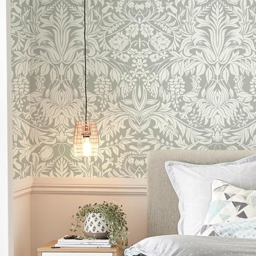 Safiyya Vintage Peel and Stick Wallpaper European Style Boho Contact Paper Light Grey Wall Paper Removable Wallpaper for Bedroom Decor 118