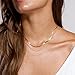Freekiss Gold Herringbone Necklace, Layered 14K Gold Filled Choker Necklaces, Dainty Snake chain Cuban Link Necklace Set, Simple Gold Jewelry Gifts